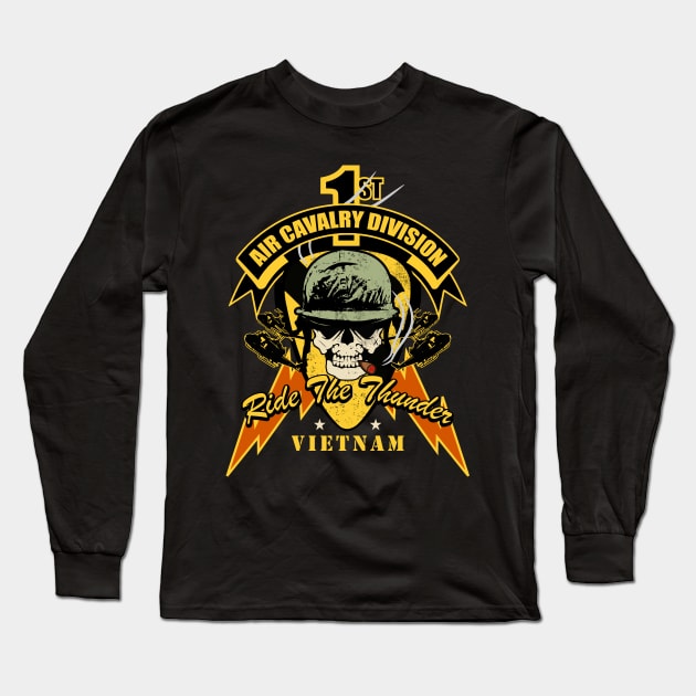 1st Air Cavalry Division Air Cav - Ride The Thunder Long Sleeve T-Shirt by TCP